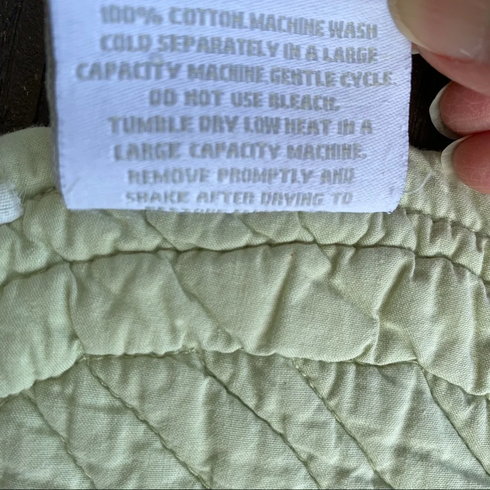 Restoration Hardware King Bedding Quilt Green White Heavyweight Reversible